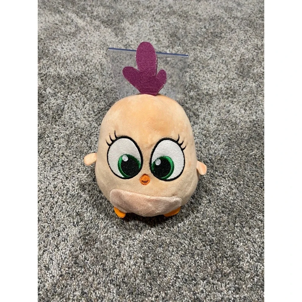 Angry Birds Hatchling Plush Peach Bird Green Eyes Purple Tuft Stuffed Toy